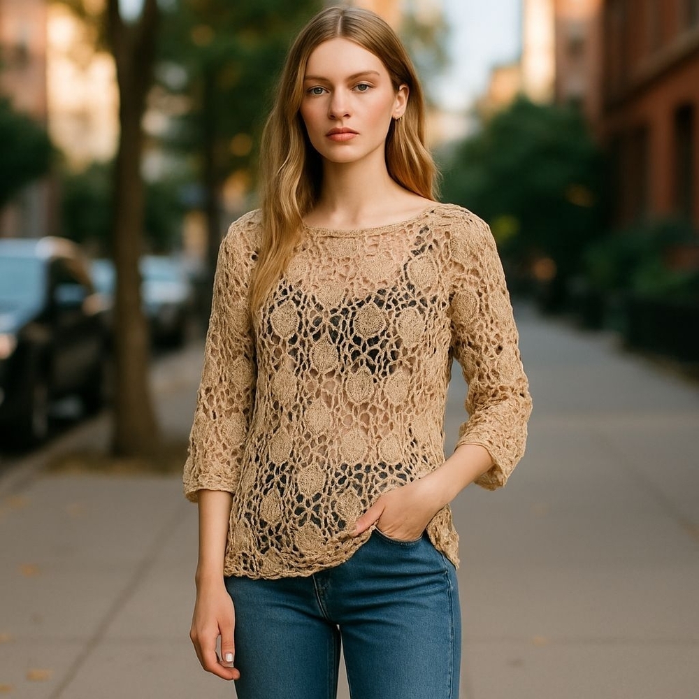 CROCHET Open Knit Top 21" PTP Boho